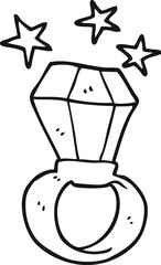 black and white cartoon huge engagement ring