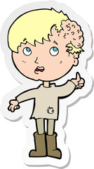 sticker of a cartoon boy with growth on head