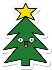 Obraz premium sticker of a cute cartoon christmas tree