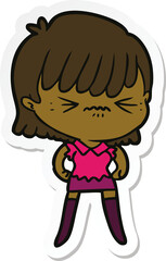 sticker of a annoyed cartoon girl
