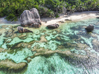 World famous Anse Source d'Argent beach seen from above