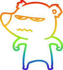 rainbow gradient line drawing annoyed bear cartoon