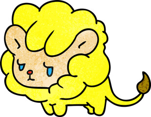 textured cartoon kawaii cute lion cub