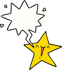 happy cartoon star and speech bubble