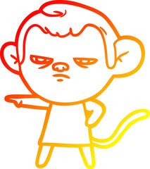 warm gradient line drawing cartoon monkey