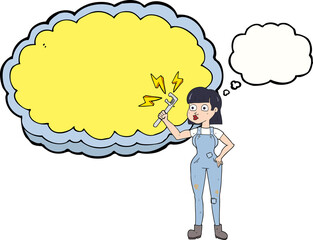 thought bubble cartoon female plumber