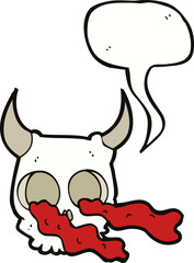 cartoon halloween skull with speech bubble