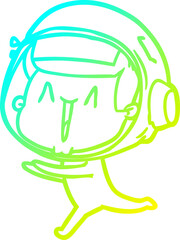 cold gradient line drawing happy cartoon astronaut running