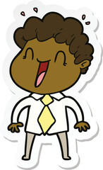 sticker of a cartoon happy man