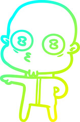 cold gradient line drawing cartoon weird bald spaceman
