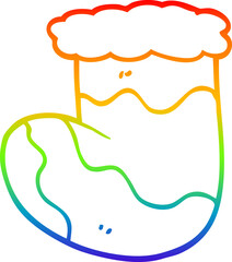 rainbow gradient line drawing cartoon christmas stocking