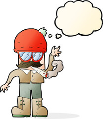 cartoon man smoking pot with thought bubble