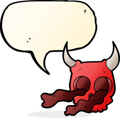 cartoon halloween skull with speech bubble