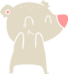 friendly bear flat color style cartoon