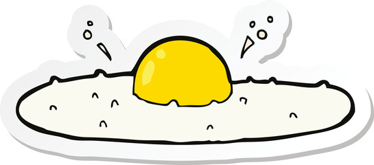 sticker of a cartoon fried egg