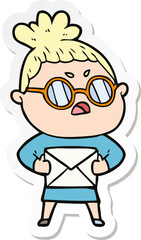 sticker of a cartoon annoyed woman