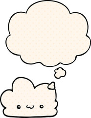 cute cartoon cloud and thought bubble in comic book style