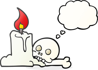 thought bubble cartoon spooky skull and candle