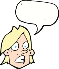cartoon frightened face with speech bubble