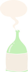 cartoon bottle and speech bubble in retro style