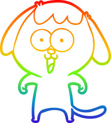 rainbow gradient line drawing cute cartoon dog