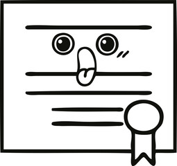 line drawing cartoon graduation diploma