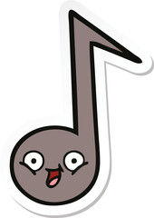 sticker of a cute cartoon musical note