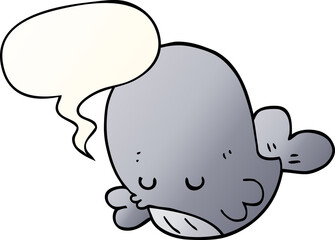 cartoon whale and speech bubble in smooth gradient style