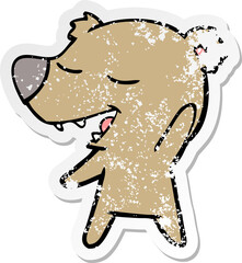 distressed sticker of a cartoon bear