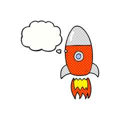 thought bubble cartoon flying rocket