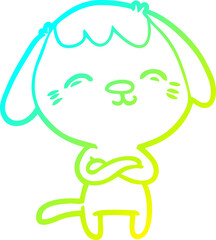 cold gradient line drawing happy cartoon dog