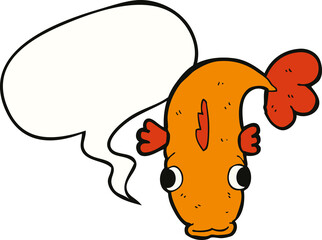 cartoon fish and speech bubble