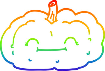 rainbow gradient line drawing cartoon happy pumpkin