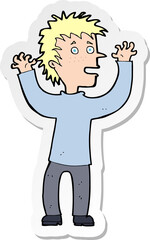 sticker of a cartoon excited boy