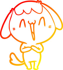 warm gradient line drawing cute cartoon dog