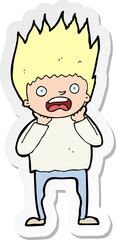 sticker of a cartoon man panicking