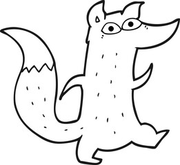 black and white cartoon cute wolf