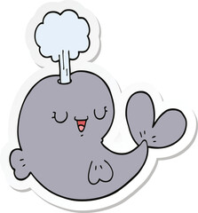 sticker of a cartoon whale