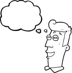 thought bubble cartoon grinning man
