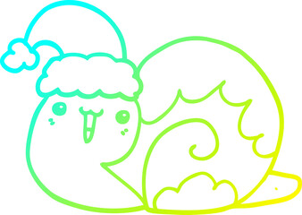 cold gradient line drawing cute cartoon christmas snail