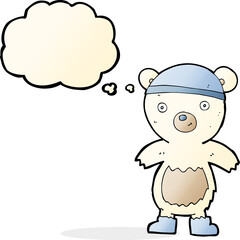 cartoon cute polar bear with thought bubble