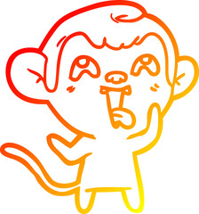 warm gradient line drawing crazy cartoon monkey