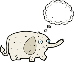 cartoon funny little elephant with thought bubble