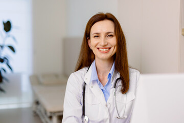 Portrait doctor medicine positive stethoscope