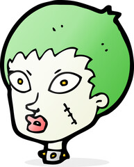 cartoon female zombie head