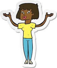 sticker of a cartoon woman holding up hands