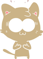 flat color style cartoon surprised cat