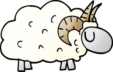 cartoon doodle sheep with horns