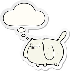 funny cartoon dog and thought bubble as a printed sticker