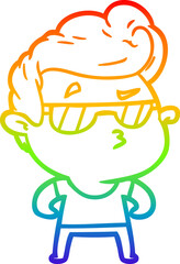 rainbow gradient line drawing cartoon cool guy